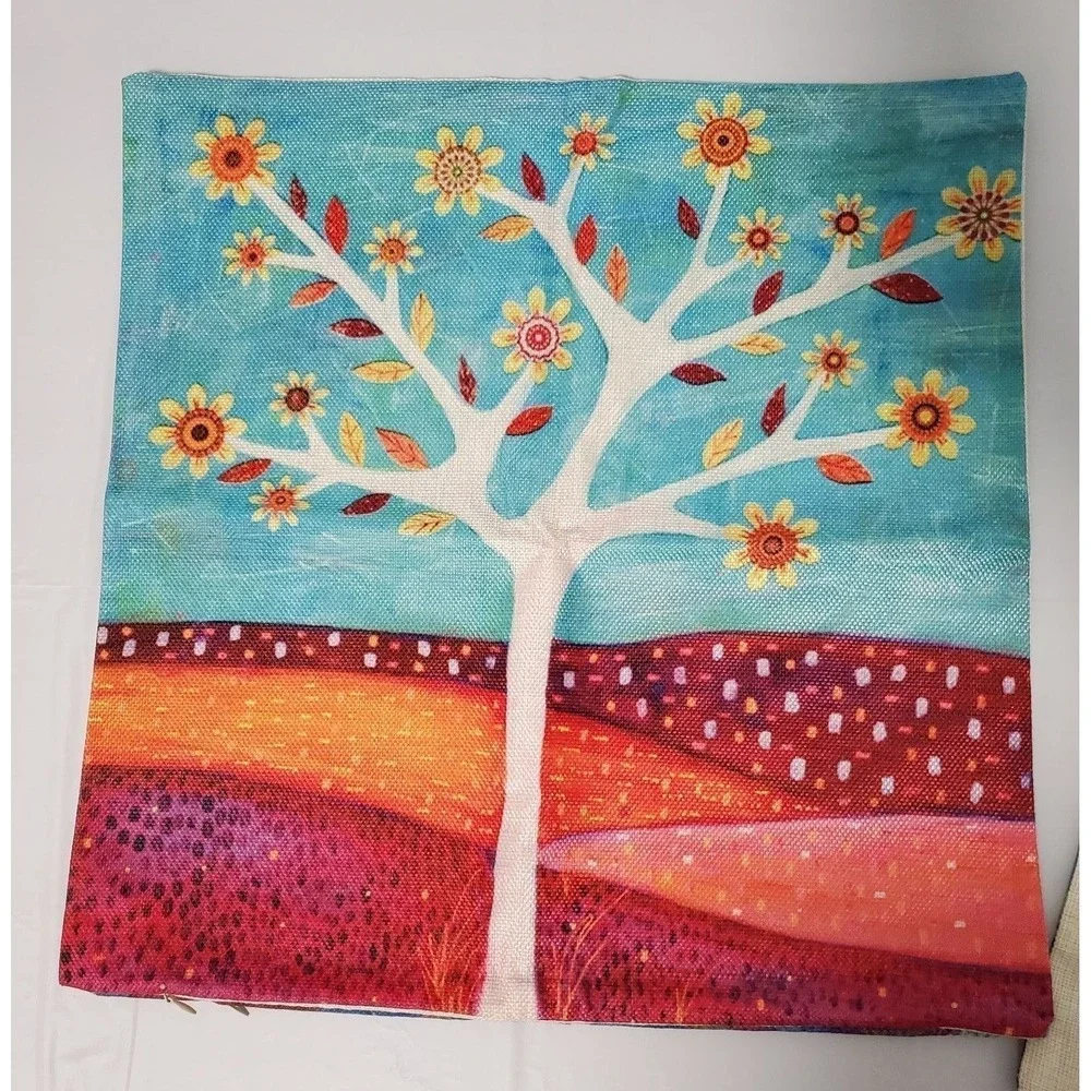 Sascalia Sunshine Pillow Cover Bohemian Art Print 17 x 17 Zippered Cushion Cover